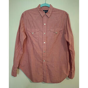 Polo Ralph Lauren Boys Size 12 Western‎ Pearl Snap Shirt Red Check Long Sleeve